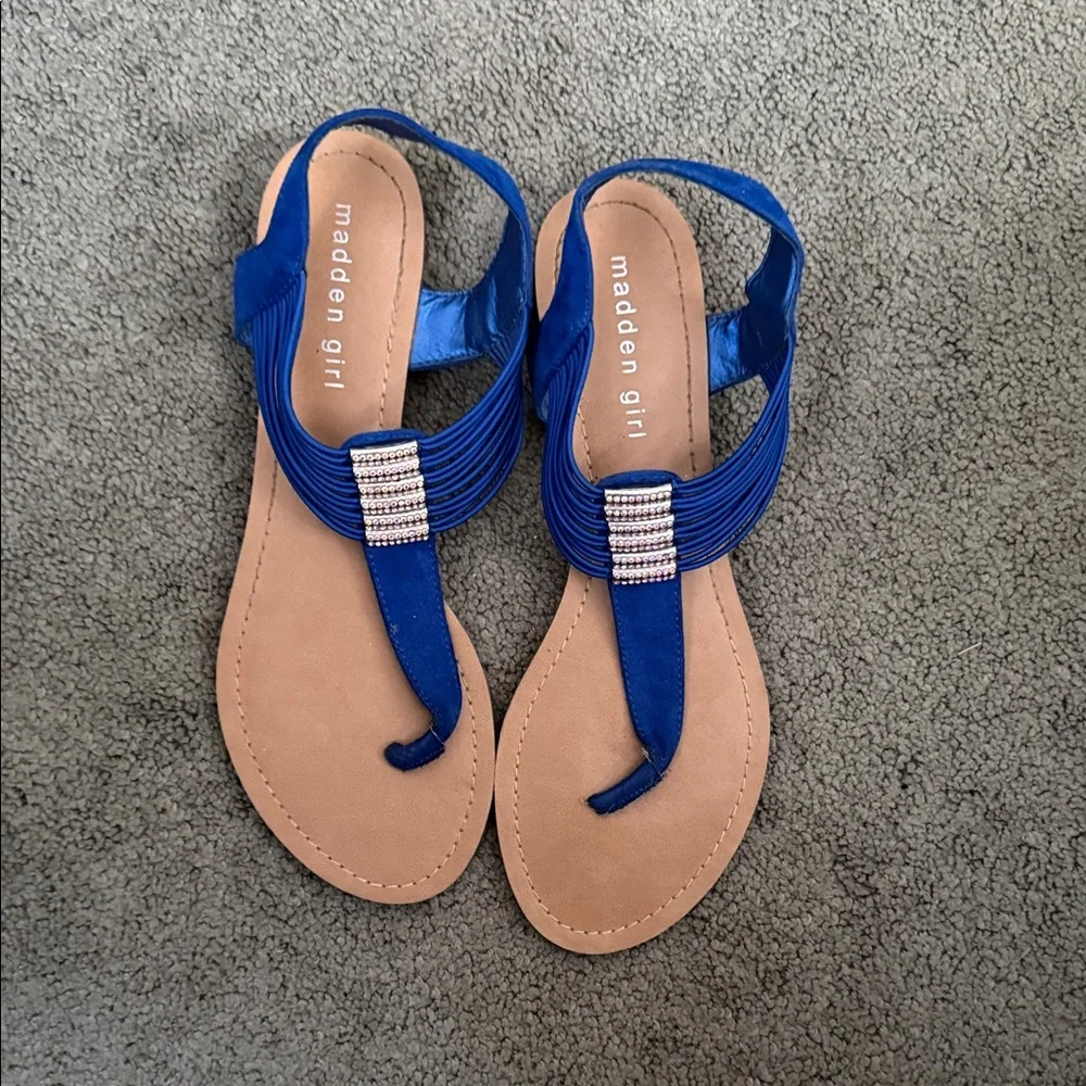 Madden Girl Royal Blue Sandals with Rhinestone Accent - Picture 2 of 5